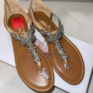 Jessica Simpson Flat Crystal Embellished Sandals